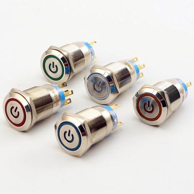 China Door Bell 19mm Waterproof Metal Power Button Momentary Switch Locking Push Button Start Switches Car Motor Lock for sale