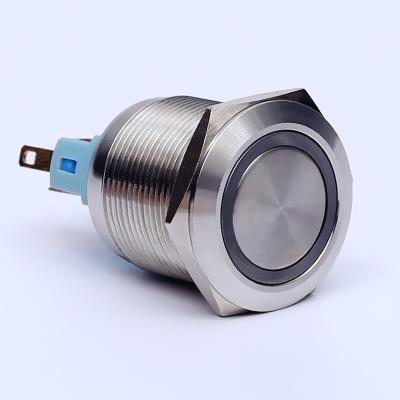 China Waterproof Door Bell 22mm Doorbell 220v Stainless Steel Lock Led Big Big Hood Lock Push On Button Switch for sale