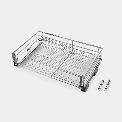 China Kichen Cabinet Basket Stainless Steel Kitchen Drawer Plating Storage Sliding Basket Split Wire To Pull Out Drawer Basket for sale