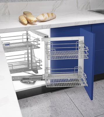 China Revolving Blind Stainless Steel Shelf Storage Kitchen Organizer Revolving Kitchen Sideboard Blind Storage Shelf for sale