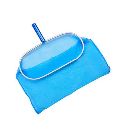 China Pool Blue Aluminum Frame Hand Held Pool Leaf Rake Deep Cleaning Net for sale