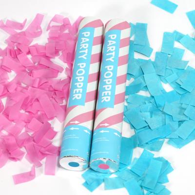 China Paper Gender Reveal Party Boy Girl Confetti Popper Confetti Blue Pink Cannon For Sale for sale