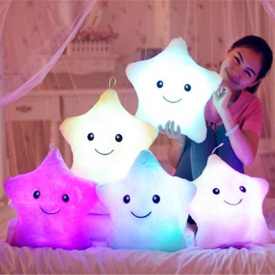 China Home Decoration Amazon 35cm Hot Selling Creative Led Lighting Stuffed Plush Led Toys Socket Pillow Five Star Doll Instant Light Plush Stuffed Toy for sale