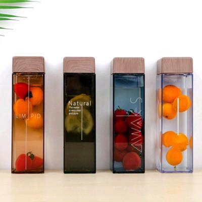 China 500ml promotion viable wholesale gift square plastic water bottle, bamboo lid water bottle for sale