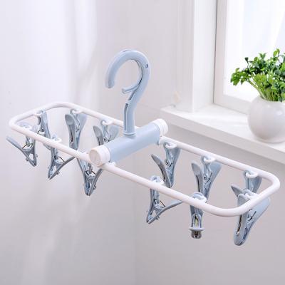 China Factory Supply Excellent Quality Clothes Hanger Top Quality Eco-friendly Drying Clothes Folding Plastic Laundry Clip Hanger for sale