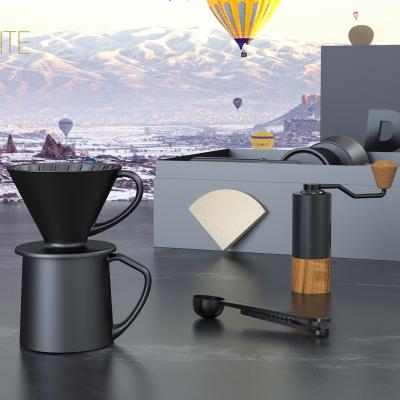 China DHPO Viable Hot Selling Coffee and Tea Sets Bartender Tools Manual Grinder with Spill Over Coffee Maker Kit V60 for sale