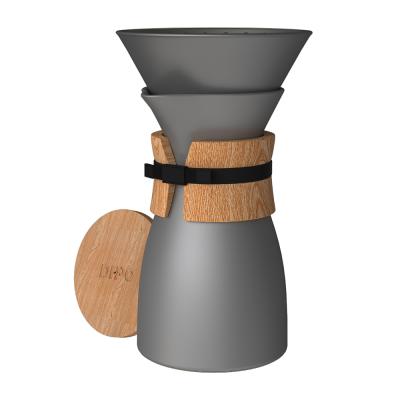 China WITH LID DHPO 2021 Design V60 Luxury Coffee Spout And Coffee Pot With Wood Sleeve And Lid Pour Over Coffee Maker Set for sale