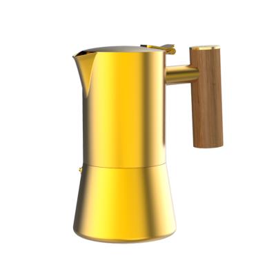 China WITH LID DHPO 2021 handmade household coffee pot household portable multicolor stainless steel coffee moka pot 400ml for sale