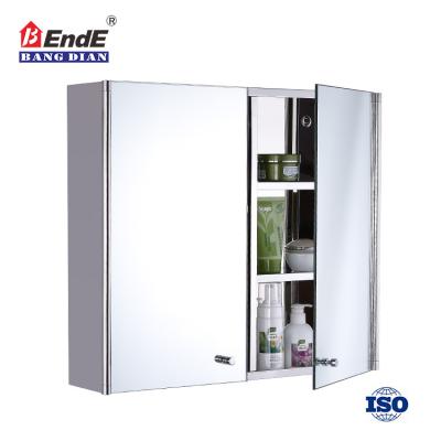 China Modern Stylish Design Bathroom Mirrored Medicine Vanity Cabinet With Double Shelves for sale