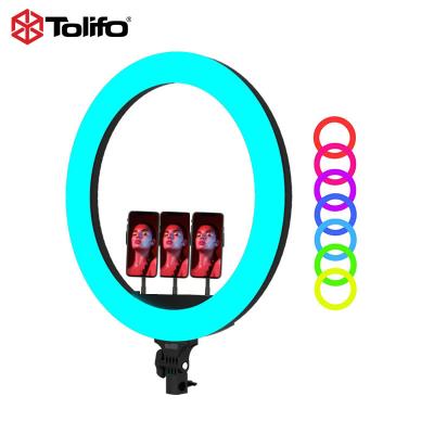 China Photography / Live / Make Up Tolifo Newest 19 Inch Ringlight 96 W Bi Color Makeup Beauty 18 Photographic Lighting LED Video Studio RGB Ring Light for sale