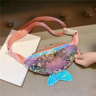 China Hot Selling Portable Children Changing Girl Fishtail Color Sequin Body Bags USA Bling Glliter Small Clip Handbags Messenger Bags for sale