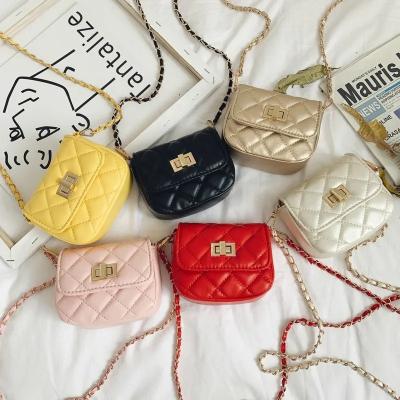 China Portable Cute Small Bags For Kids Fashion All Match Solid Color PU Leather Kids Bags Girls Purses Kids Cross Body Bags for sale