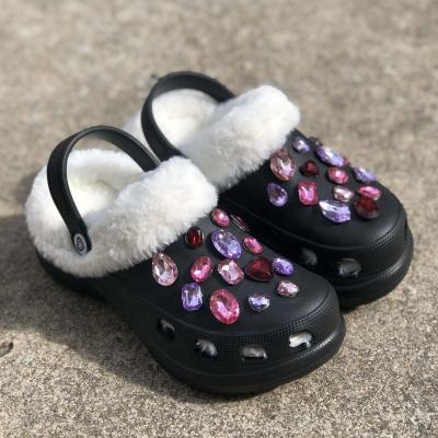 China Other Rose Red Winter Unisex-Adult Comfort Slide Sandal Thermal Furry Clog Men's And Women's Shoes Couple Lightweight for sale