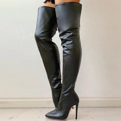 China Wholesale Sexy Patent Leather Massage Pointed Toe Women Over The Knee Boots Fashion High Heel Stiletto Elegant Winter Thigh High Boots for sale