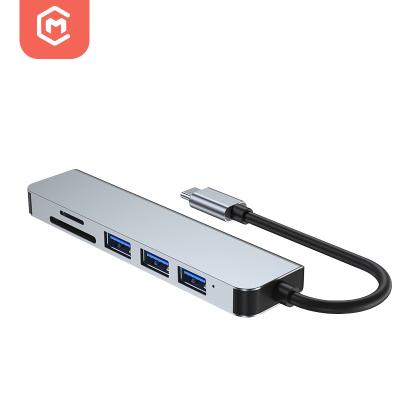 China Aluminum Alloy + ABS 3.0 Multi Function HDTV Palladium 100W Hub Adapter Usb 6 In 1 Type-C Usb Hub For Laptop Computer for sale