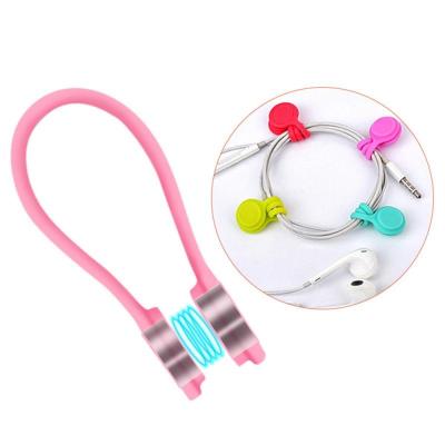 China Universal Multi Color Soft Silicone Magnetic Cable Storage Organizer For Data Cable Earphone for sale