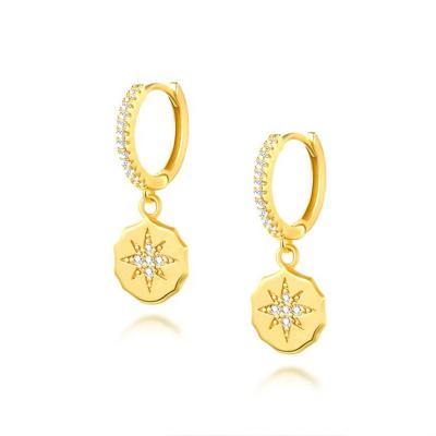 China JCA Environmental Friendly Gold Plated 925 Sterling Silver Polar Star Drop Circle Earrings for sale