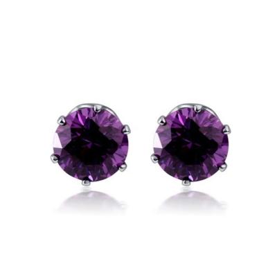 China Environmental Friendly Manufacturer 925 Sterling Silver Amethyst Stud Earring Direct Jewelry for sale