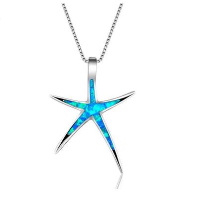 China JCA 925 Sterling Silver Seastar Blue Opal Graceful Pendant Necklaces Jewelry for sale