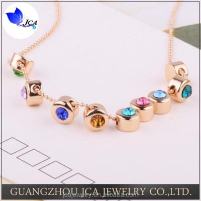 China Fashionable CZ Diamonds Necklace 925 Sterling Silver Movable Colorful Jewelry for sale