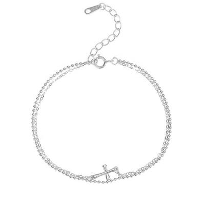 China JCA 925 Sterling Silver Cable Chain Cross Charm Bracelet Environmental Friendly Bracelet for sale