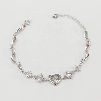 China Charming Zircon Nickel Free 925 Sterling Silver Heart Bracelet for sale