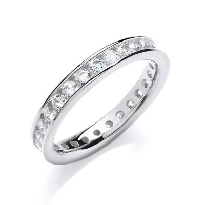 China JCA Environmental Friendly Full Channel Set Shiny CZ 925 Sterling Silver Eternity Ring for sale