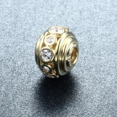 China Environmental Friendly Gold Plated 925 Sterling Silver CZ Beads For Bracelet Making for sale