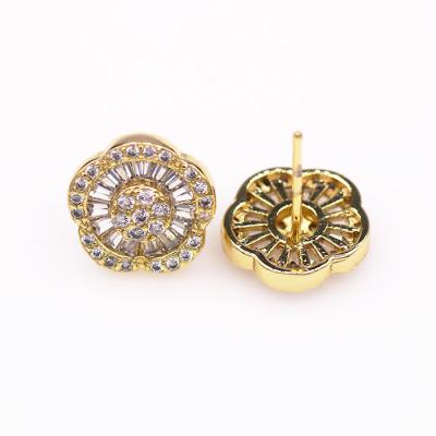 China Environmental Friendly JCA 24k Gold Plated Jewelry Dubai Crystal Flower Women Studs Earrings for sale