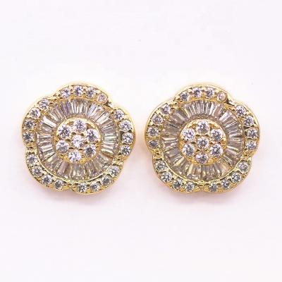 China JCA Environmental Friendly Golden Baguette And Round Diamond Flower Earrings for sale