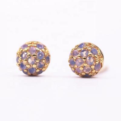 China JCA Environmentally Friendly Tiny Pave Crystal Half Round Ball Stud Earrings for sale