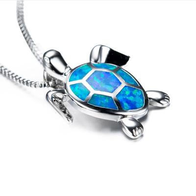 China Graceful JCA 925 Sterling Silver Blue Opal Sea Ocean Turtle Necklace Jewelry for sale