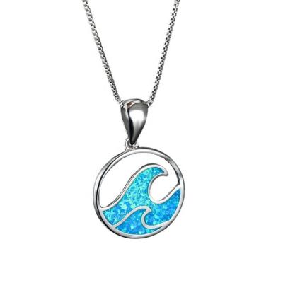 China JCA Graceful Delicacy 925 Sterling Silver Beach Wave Opal Pendant Necklace for sale