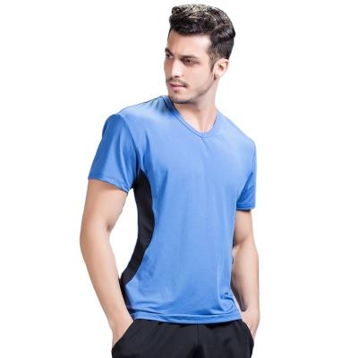 China Latest Men's V-Neck Gym Sports Quick Dry T-Shirts Custom Design Printing Graphics Anti-Wrinkle Breathable Mens T Shirts for sale