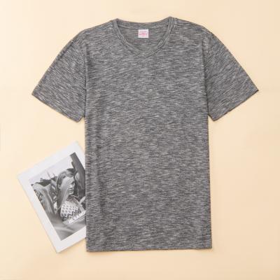 China Anti-Wrinkle Fashion Blank Simple T Shirts For Men Wholesale Custom Made Short Sleeve V-neck Polyester T-shirt for sale