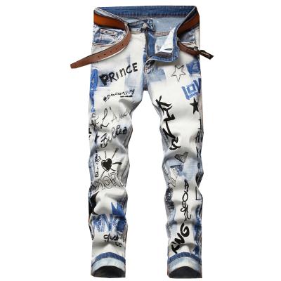 China RTSEmbroidered Jeans Waterproof Washed Embroidered Men's Retro Fashion Pants, Designer Jeans Mens Blue Color Printed Clothing Male Jeans for sale