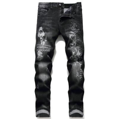 China Viable Mens 3D Jeans Printed Unique Igniting Slim Fit Men Biker Denim Casual Printing Skinny Pants for sale