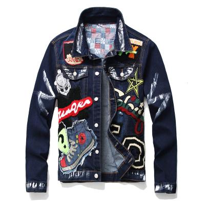 China Hot Selling Patch Denim Jackets Hip Hop Multiple Streetwear Men Waterproof Hipster Punk Rock Casual Blue Jeans Coats Men Outwear Unisex Tops for sale