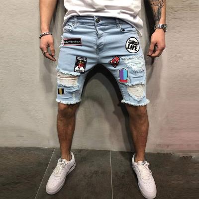 China High Quality Mens Breathable Hole Patch Ripped Denim Short Jeans For Men Stylish for sale