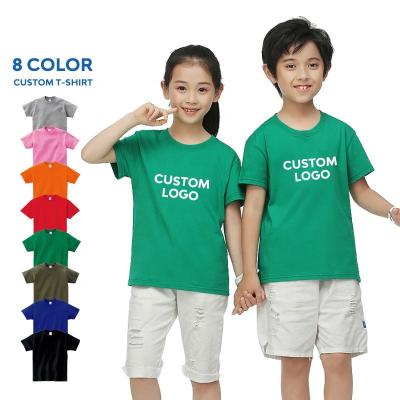 China Anti-pilling Wholesale Simple White T-shirt Kids Sports Short T-shirt Crewneck Sleeve Custom Printing Embroidery for sale