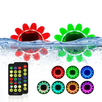 China Garden LAMHO Sunflower IP68 Waterproof Amphibious Remote Controlle RGB Floating Solar Led Swimming Pool Light Led Swimming Pool Light Lamp for sale