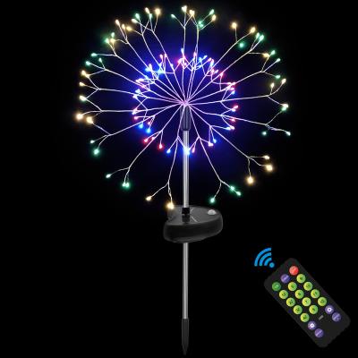 China Outdoor Waterproof Holiday Lighting Garden Motion Sensor Solar Power Led Firework Starburst Yard Stake Light Bright Lawn Light for sale