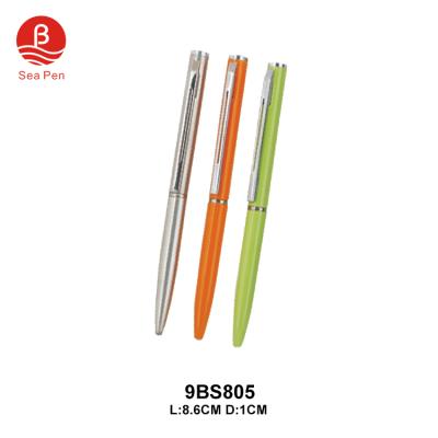 China New Office Style Short Ballpoint Pen/Ballpoint Promotional Best Selling Shiny Silver Mini Small Pen for sale