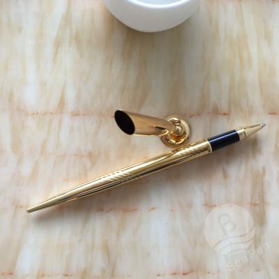 China office & School Pen Slim Gold Twist Metal Desk Stand Silver Pen For Hotel for sale