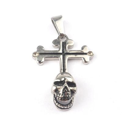 China Fashionable Best Selling Stainless Steel Skull Cross Pendant Necklace for sale