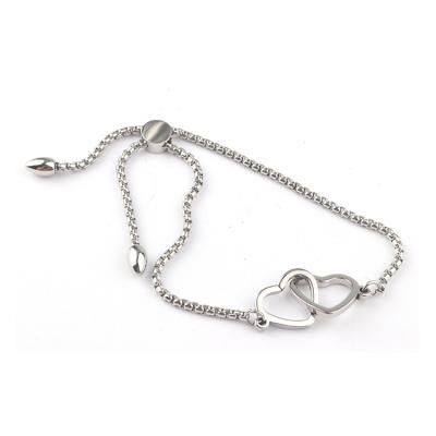 China Europe Fashion Design Popular Cute Stainless Steel Heart Decorative Bracelets For Ladies for sale