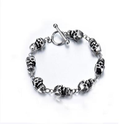 China Wholesale Vintage Fashion Accessories Color Skull Steel Beads Bracelet For Men for sale