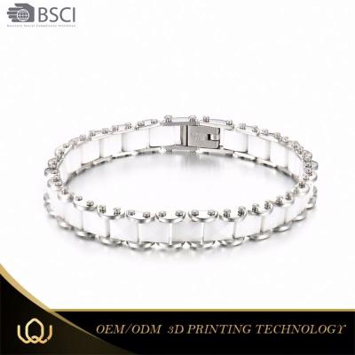 China Fashionable Original Europe Longqueen Design 316l Stainless Steel Friendship Band For Girls Ceramic Bracelets for sale