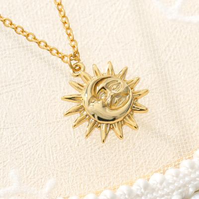 China Latest FASHIONABLE Design Personalized Custom Stainless Steel Moon Women Sun Pendant Necklace for sale