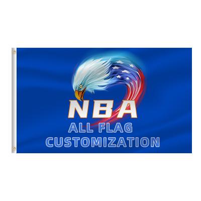 China Factory Outlet Long Lifespan Brighter Colors Double Sided Printing 100% Polyester 3*5FT Basketball Team Flag NBA All Double Sided Flag Customization for sale